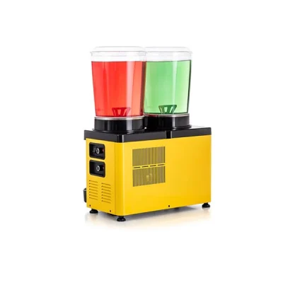 Samixir 10 + 10 L Panoramik Twin Karıştırıcılı Soğuk İçecek Dispenseri Analog Sarı