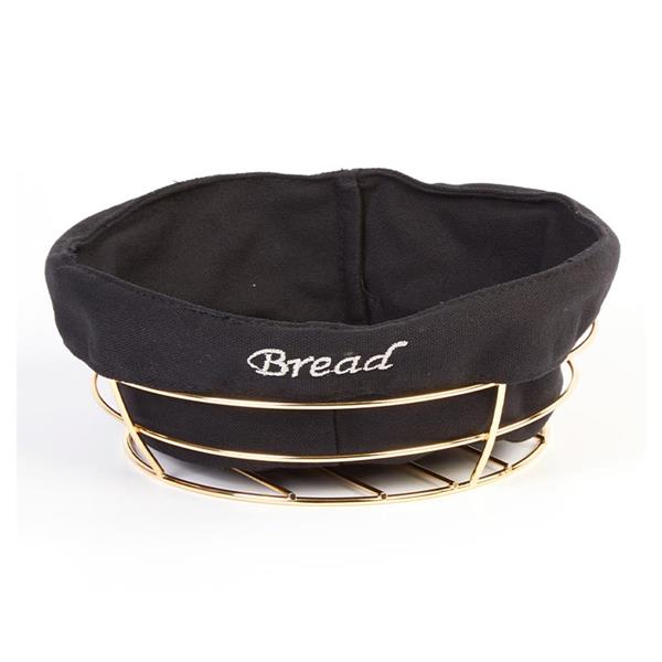 Biradlı Brd-Hw179-Altın Siyah Bezli Yuvarlak Ekmek Sepeti Altın Telli 23X23X8,5 Cm