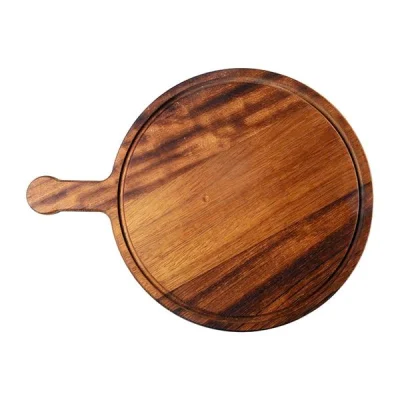 Biradlı Grv-1797 İroko Kulplu Pizza Tahtası 30 Cm