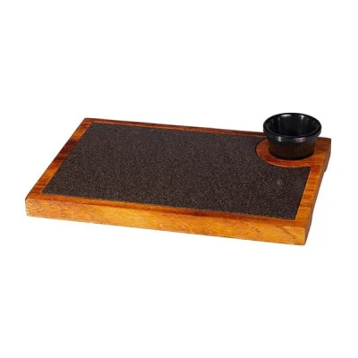Biradlı Grv-1848 Tek Sosluklu Steak Tahta Bazaltlı 32x22x2,4 Cm