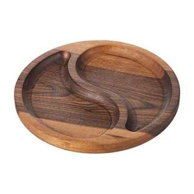 Biradlı Grv-1892 Ceviz Yuvarlak Bölmeli Sunum Tahtası 25 Cm