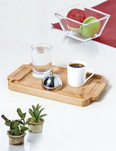 Biradlı Grv-306 Ahşap Standlı Dikdörtgen T. Kahve Sunum Seti 25X15X1,8 Cm