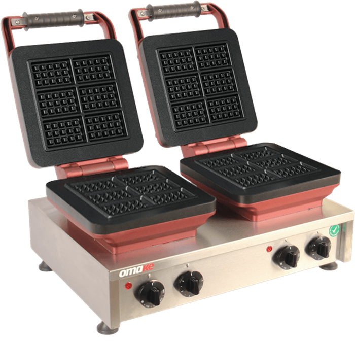 Omake Brüksel 3x5 Mini Model Zamanlayıcılı Manuel Çiftli Waffle Makinesi