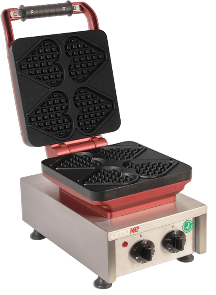 Omake Çubuklu Kalp Model Zamanlayıcılı Manuel Waffle Makinesi