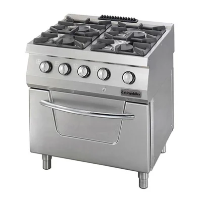 Öztiryakiler 700 Seri Kuzine Fırınlı Gazlı 4 Açık Ateş 80*70*85 (Ls)-4X7,5Kw+6Kw Elektrikli Fırın