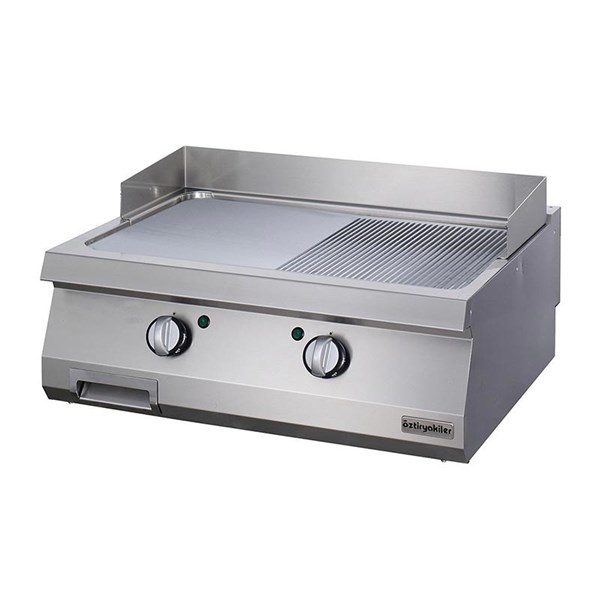Öztiryakiler 700 Seri Set Üstü Grill Plate Yarı Oluklu Elektrikli 80*70*30