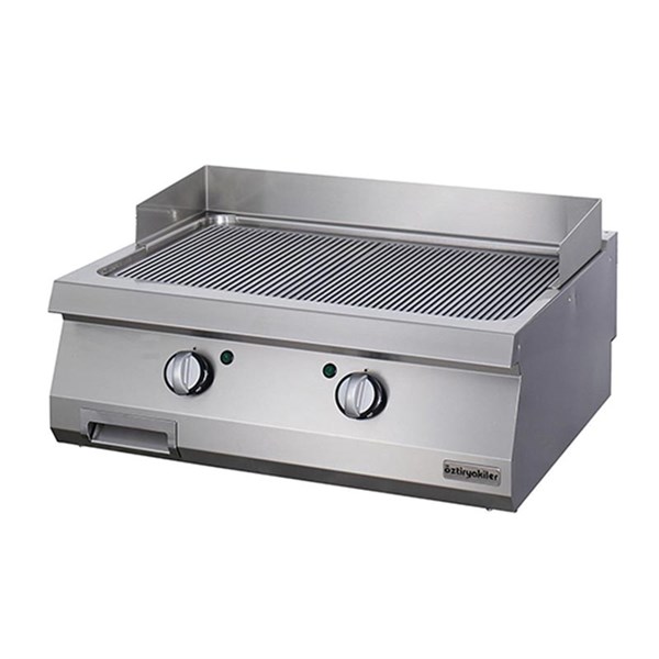 Öztiryakiler 900 Seri Set Üstü Grill Plate Oluklu Elektrikli 80*90*30-Sert Krom Kaplı