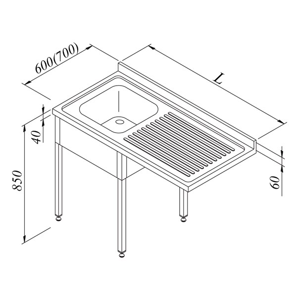 Öztiryakiler Bulasık Makınası Ustu Evyelı Tezgah 1G/1D Sağ Demonte 140*60