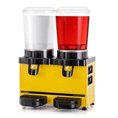 Samixir 10 + 10 L Panoramik Twin Karıştırıcılı Soğuk İçecek Dispenseri Analog Sarı