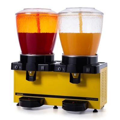 Samixir 22 + 22 L Panoramik Twin Fıskiyeli Soğuk İçecek Dispenseri Analog Sarı