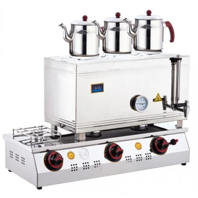 SilverInox 2066 60 Model LPG 3 Demlikli Çift Taban Kaynaklı Çay Ocağı