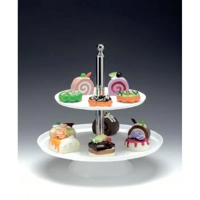 Zicco Zcb 01-P 2 Katlı Polikarbonat Pasta-Meyve Standı 25x35x37 Cm Beyaz