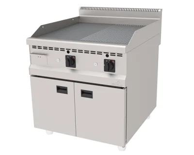 Atalay AGI-890-ND-CR Gazlı Pleyt Izgara Yarı Oluklu Yarı Düz Yüzey Ce Belgeli Alt Dolaplı 80x90x85