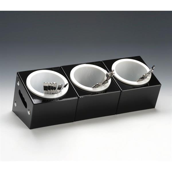Zicco Zcp 390 3 Polikarbonat Gözlü Akrilik Çatal Kaşık Standı Siyah 48x18x18 Cm